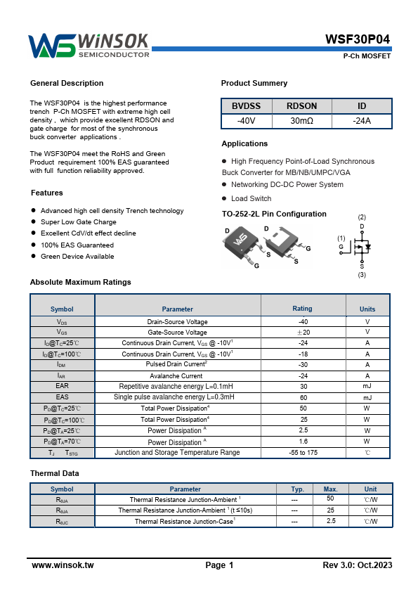 WSF30P04 Datasheet Preview