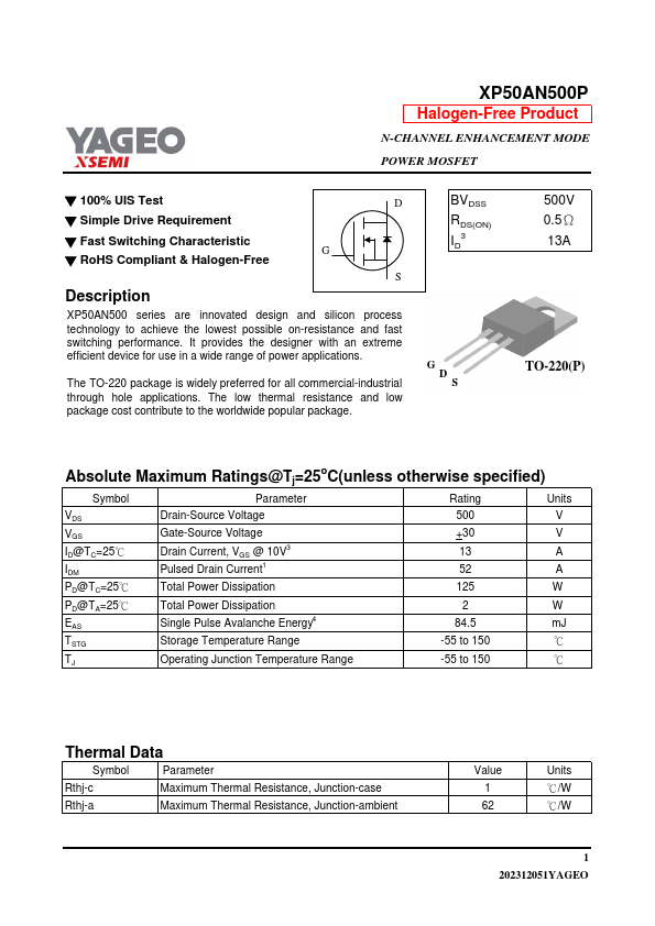 XP50AN500P Datasheet Preview