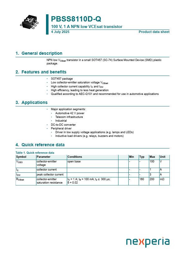 PBSS8110D-Q Datasheet Preview