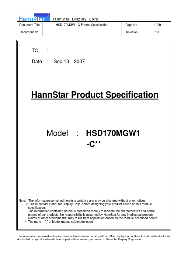 HSD170MGW1-Cxx