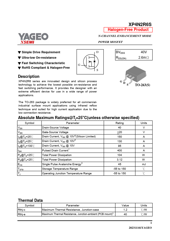 XP4N2R6S Datasheet Preview