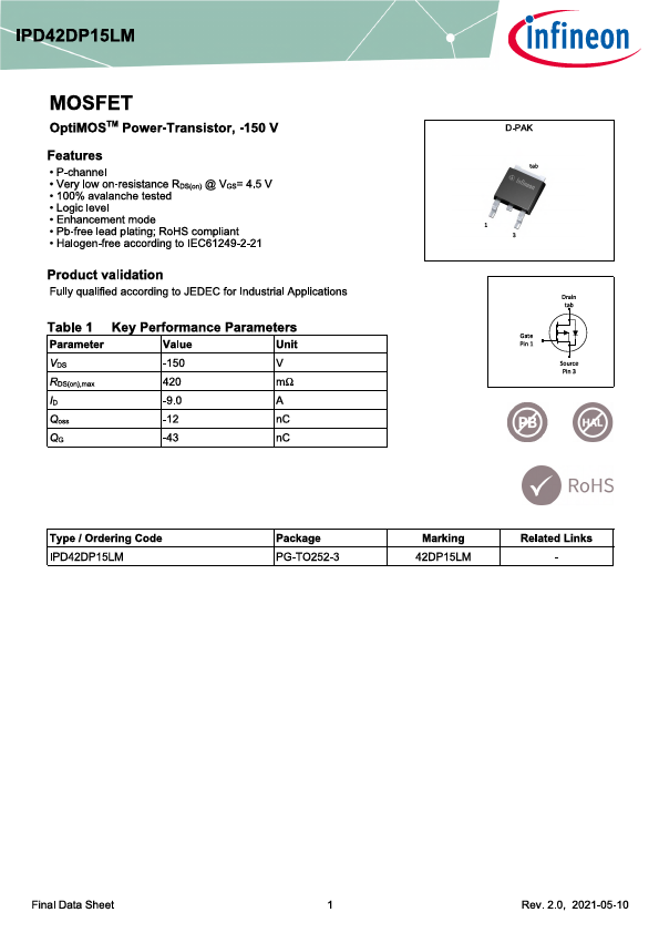 IPD42DP15LM Datasheet Preview
