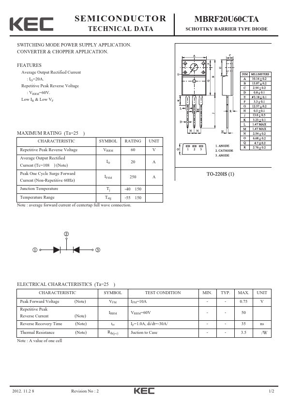 MBRF20U60CTA