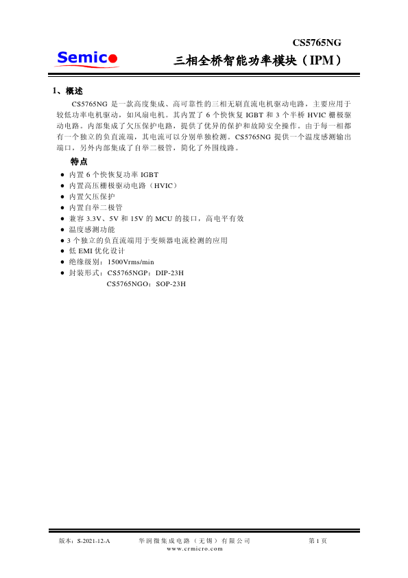 CS5765NG Datasheet Preview