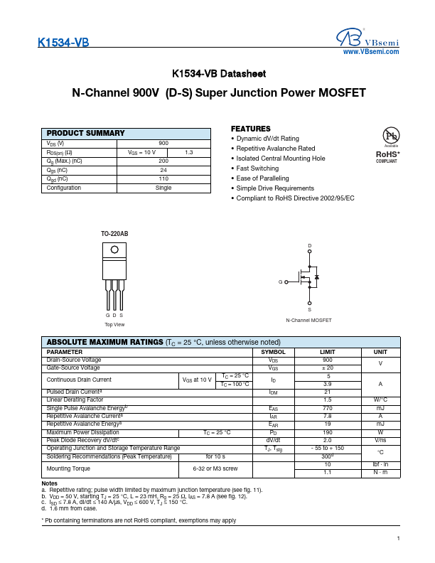 K1534 Datasheet Preview
