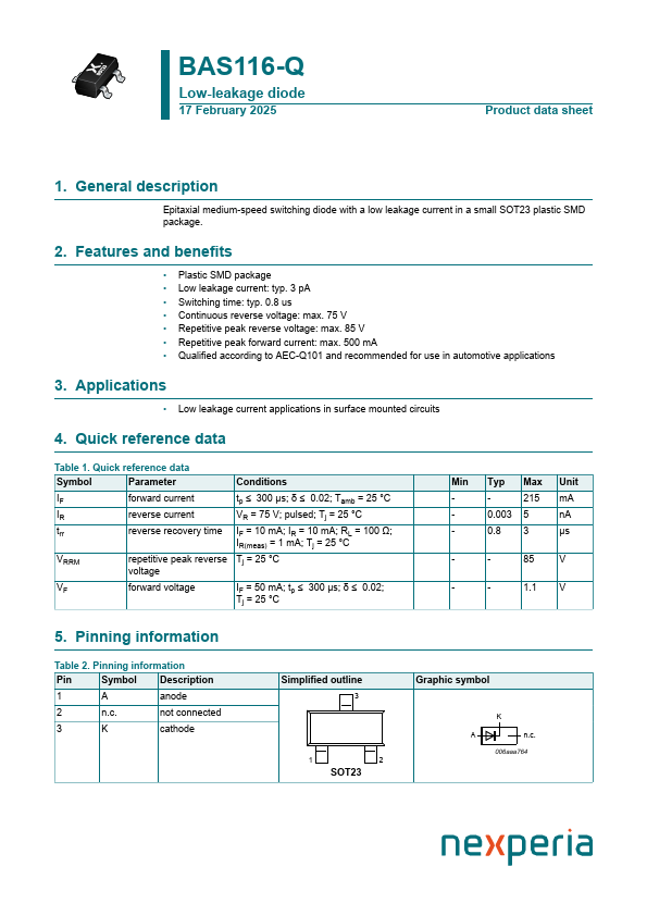 BAS116-Q Datasheet Preview