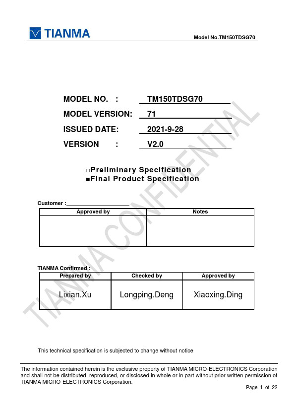 TM150TDSG70 Datasheet Preview