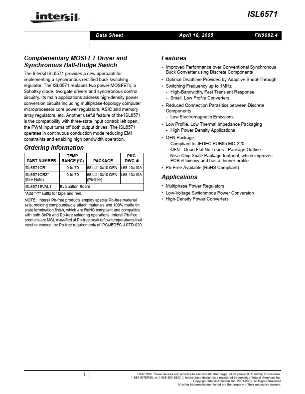 ISL6571 Datasheet Preview