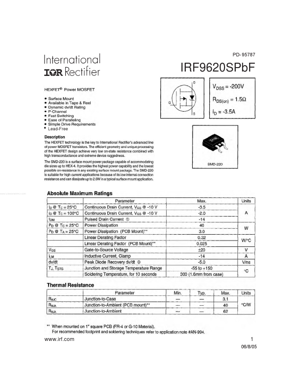 IRF9620SPBF