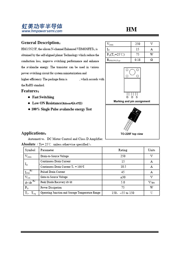 HM15N25F Datasheet Preview