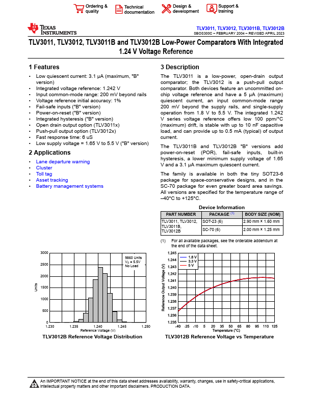 TLV3012 Datasheet Preview