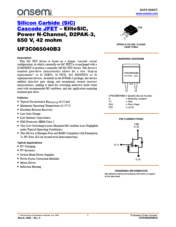 UF3C065040B3 Datasheet Preview