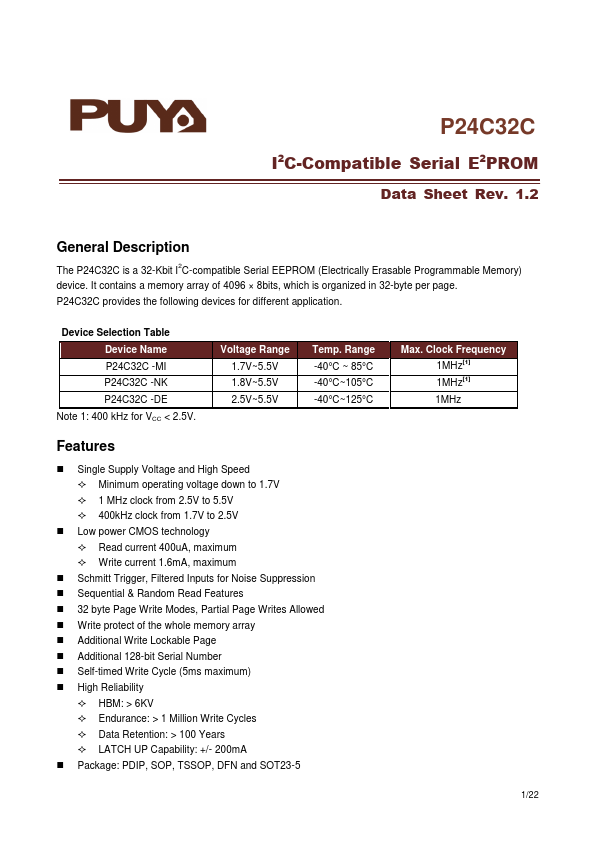 P24C32C Datasheet Preview