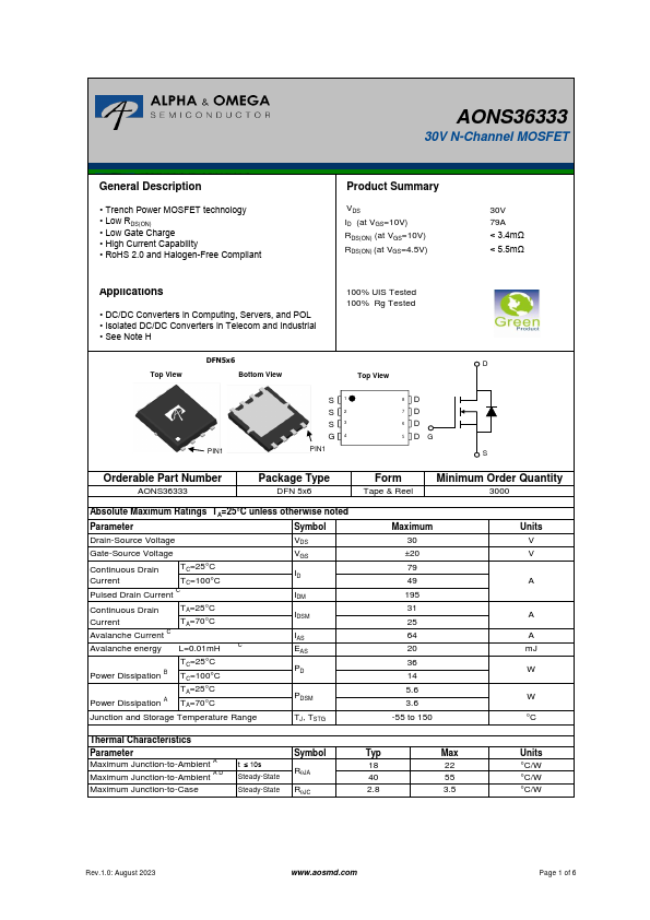 AONS36333 Datasheet Preview