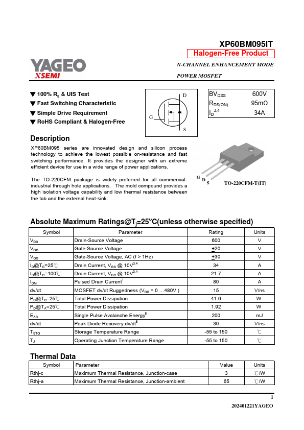 XP60BM095IT Datasheet Preview