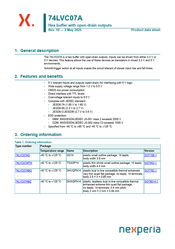 74LVC07ABQ Datasheet Preview