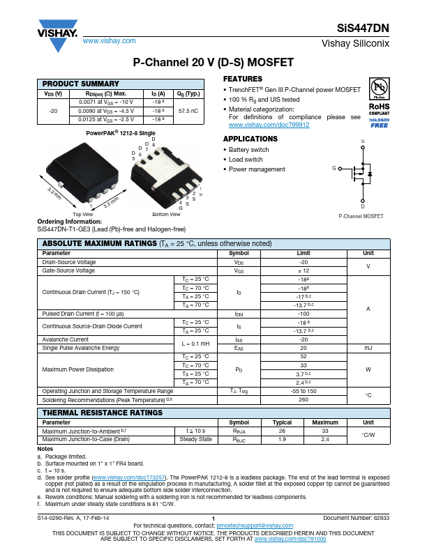 SiS447DN Datasheet Preview
