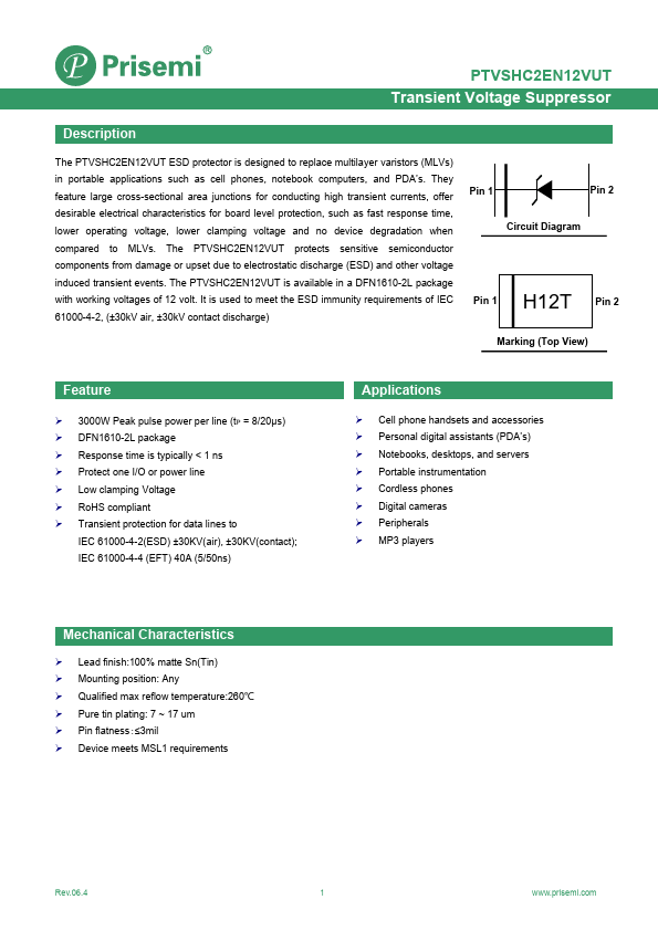 PTVSHC2EN12VUT Datasheet Preview