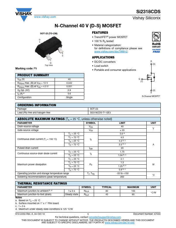 SI2318CDS Datasheet Preview