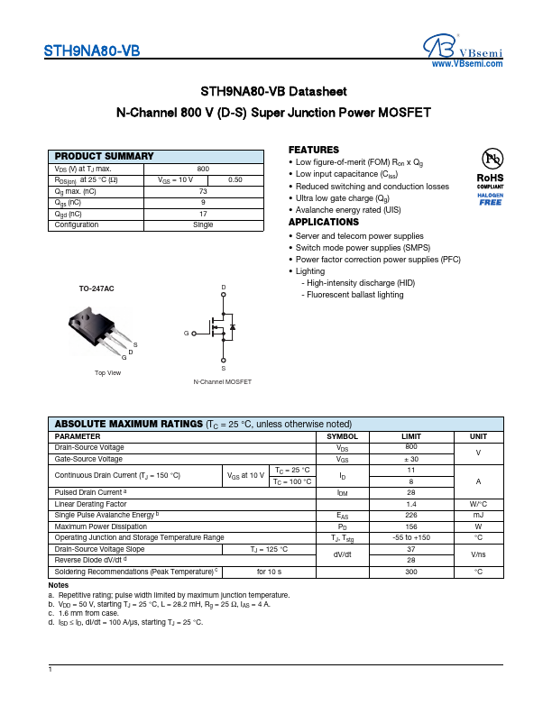 STH9NA80 Datasheet Preview