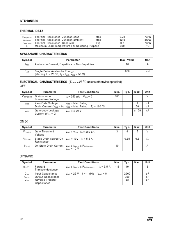STU10NB80 page 2 preview
