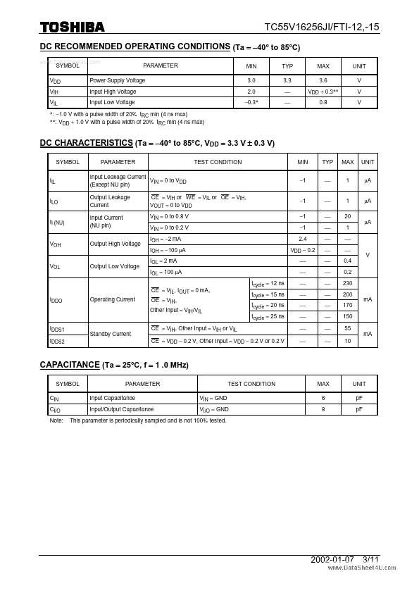 TC55V16256FTI-12