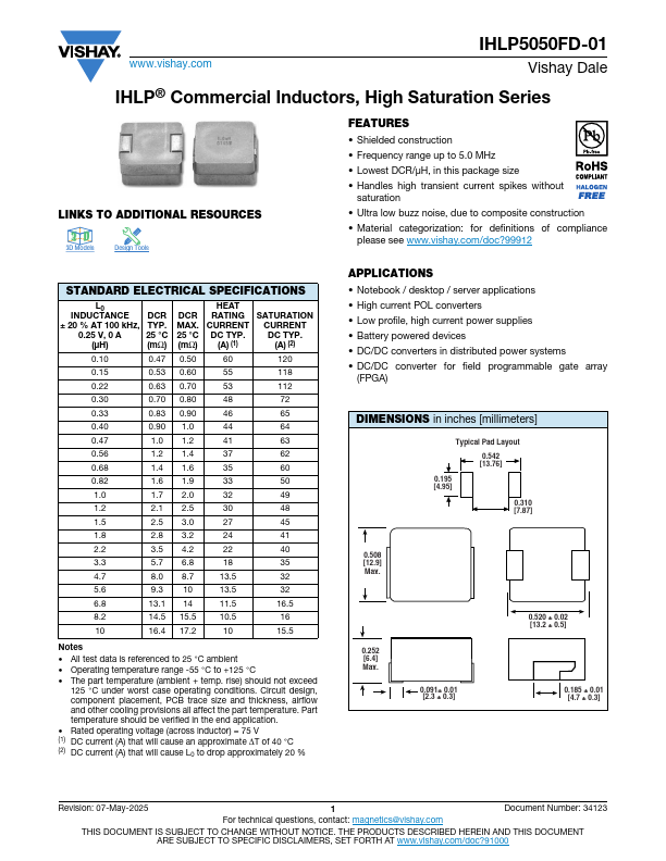 IHLP5050FD-01 Datasheet Preview