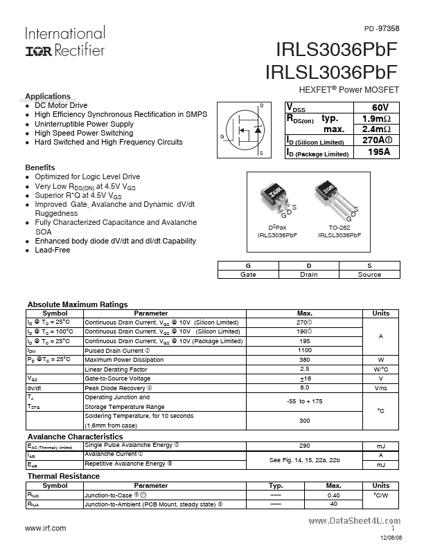 IRLSL3036PBF