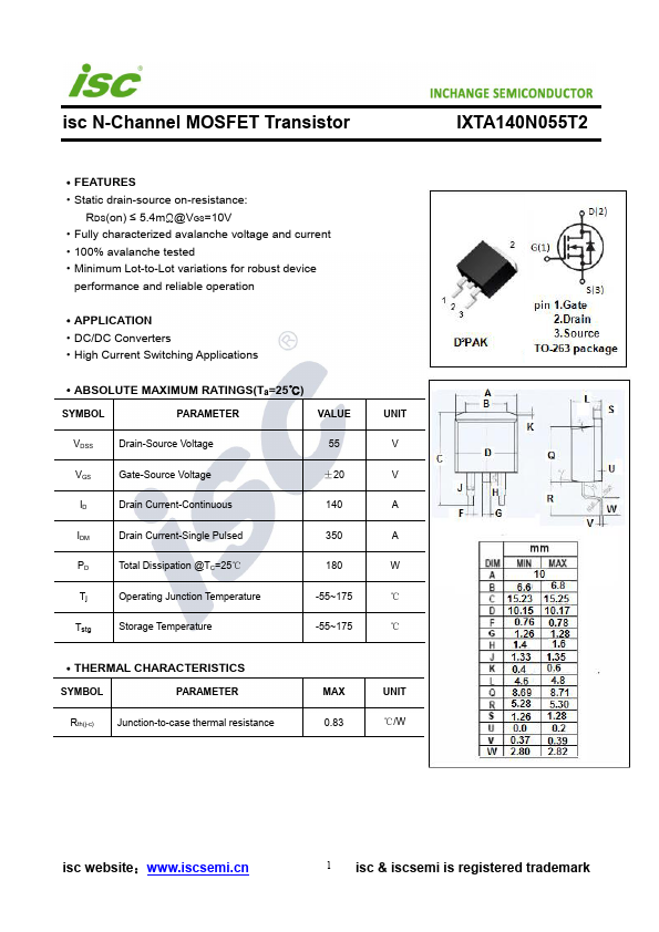 IXTA140N055T2