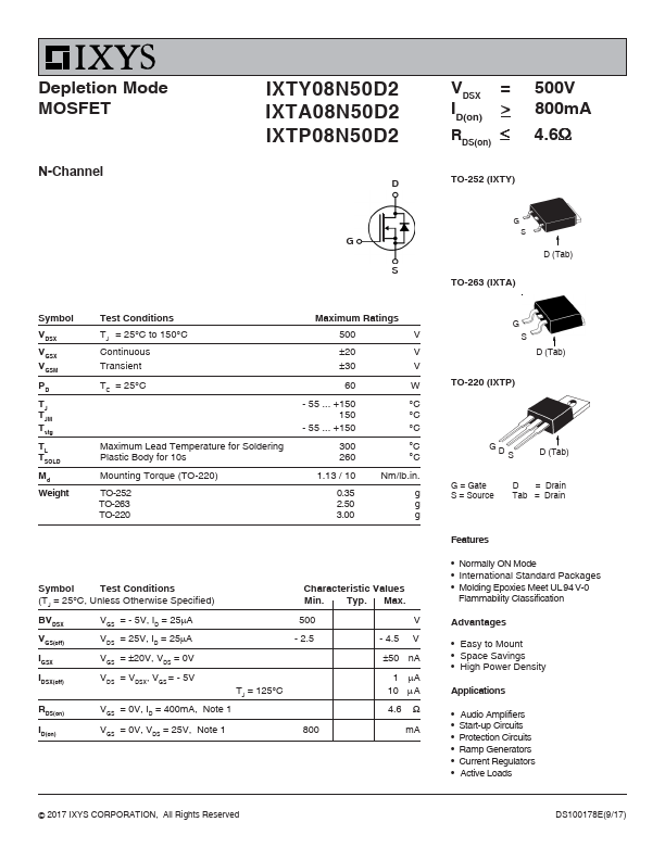 IXTP08N50D2