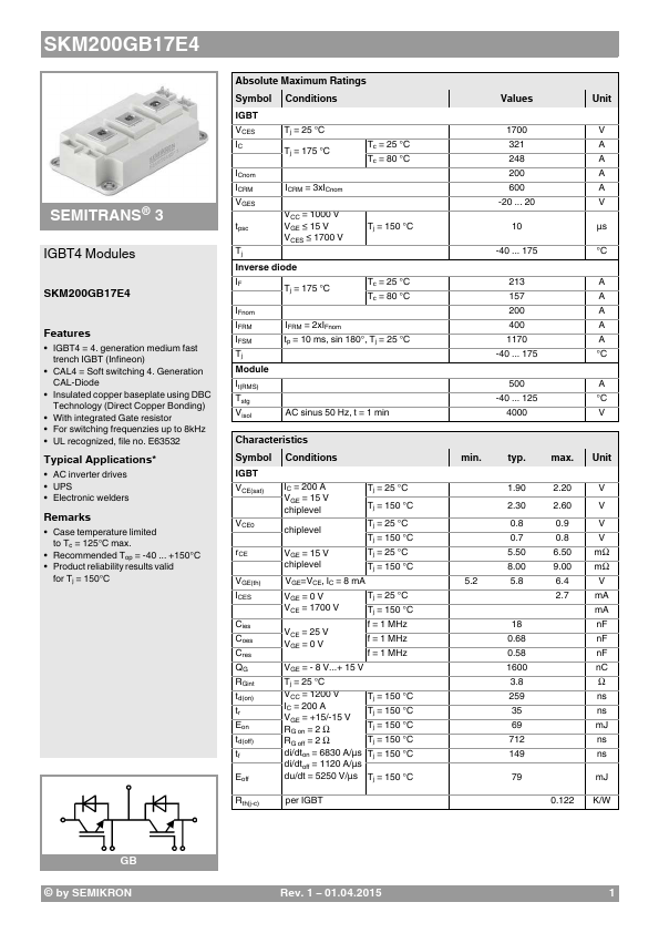 SKM200GB17E4