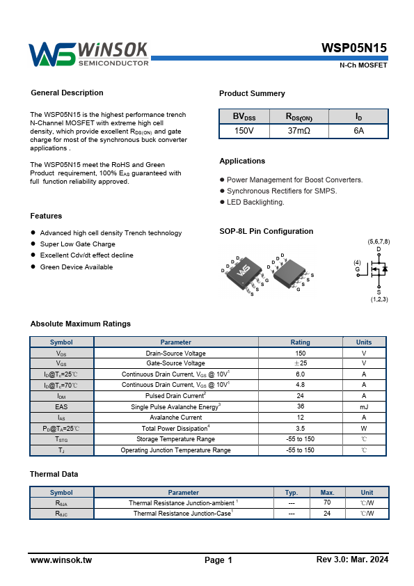 WSP05N15 Datasheet Preview