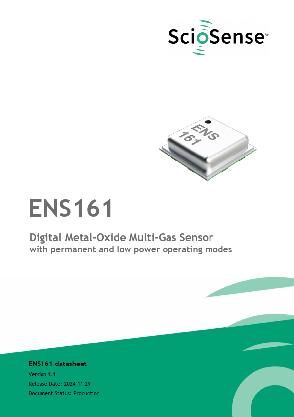 ENS161 Digital Metal-Oxide Multi-Gas Sensor by ScioSense - Datasheet Preview