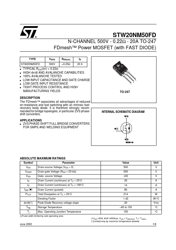 STW20NM50FD