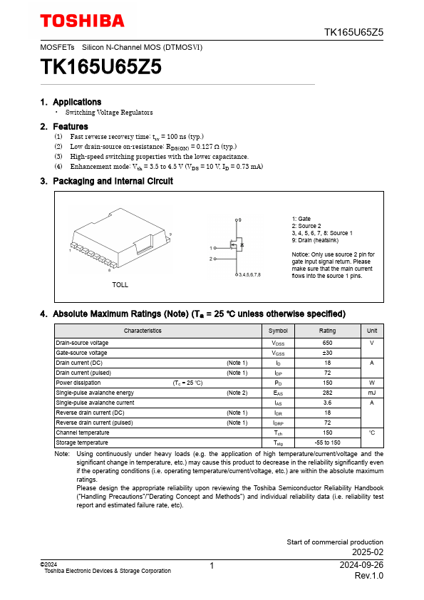 TK165U65Z5 Datasheet Preview