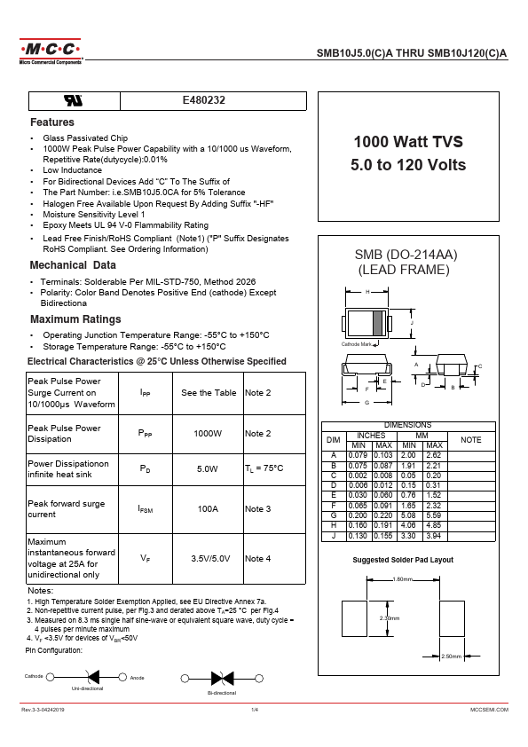 SMB10J85A