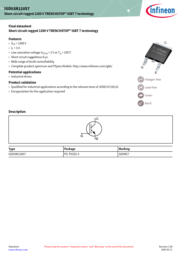 IGD03N120S7 Datasheet Preview