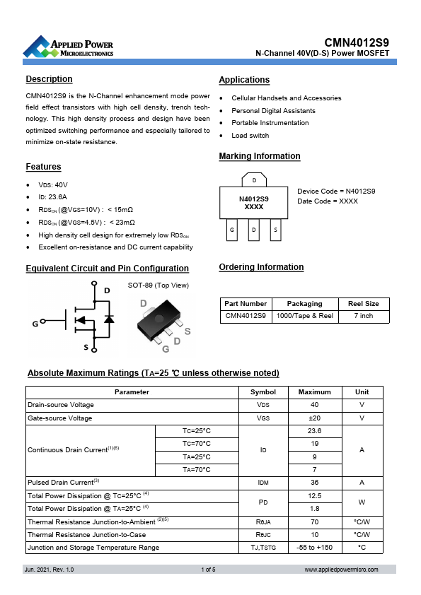 CMN4012S9 Datasheet Preview