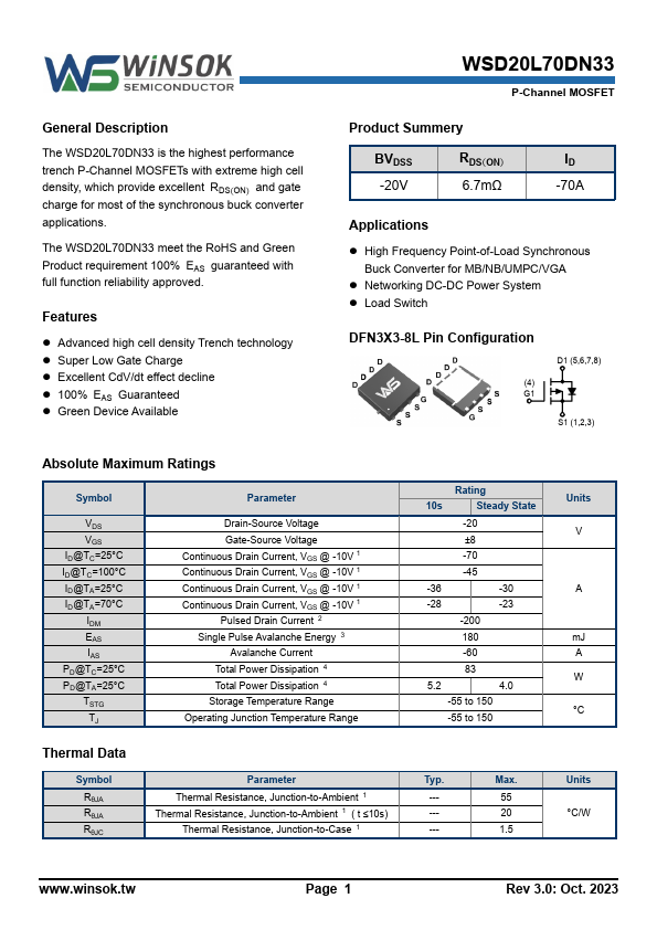 WSD20L70DN33 Datasheet Preview