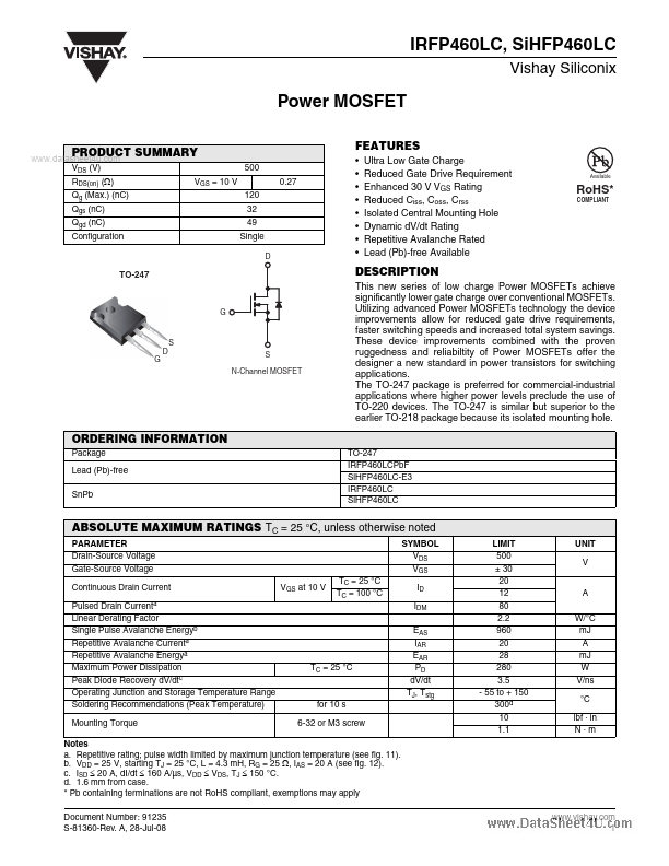 SIHFP460LC