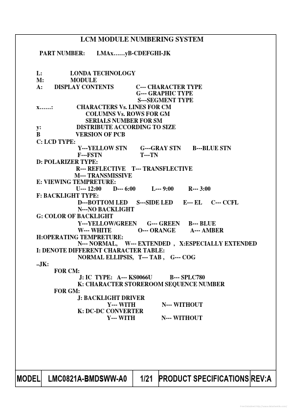 LMC0821A-BMDSWW-A0