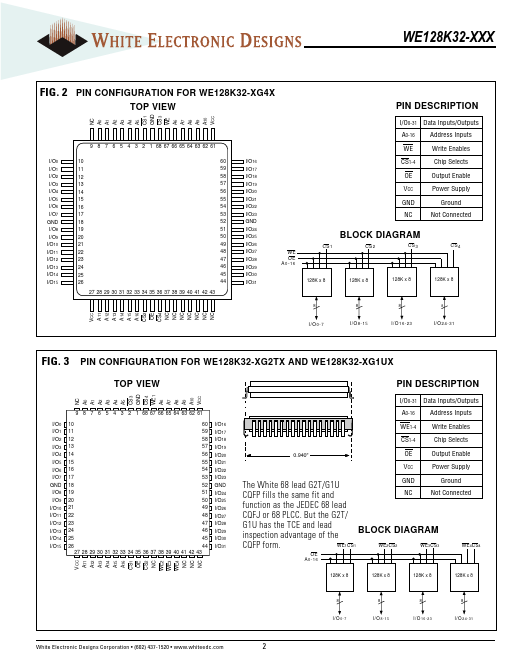 WE128K32P-300G1UCA