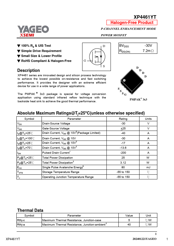XP4461YT Datasheet Preview