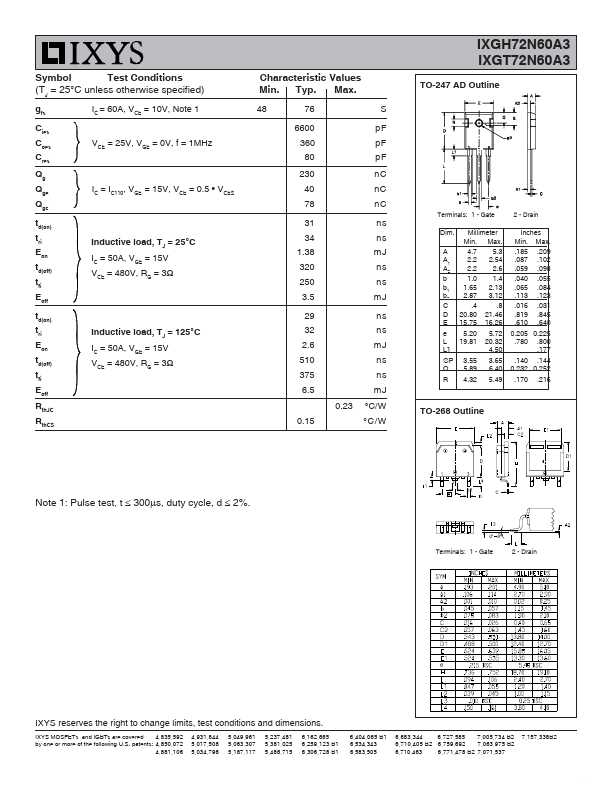 IXGT72N60A3