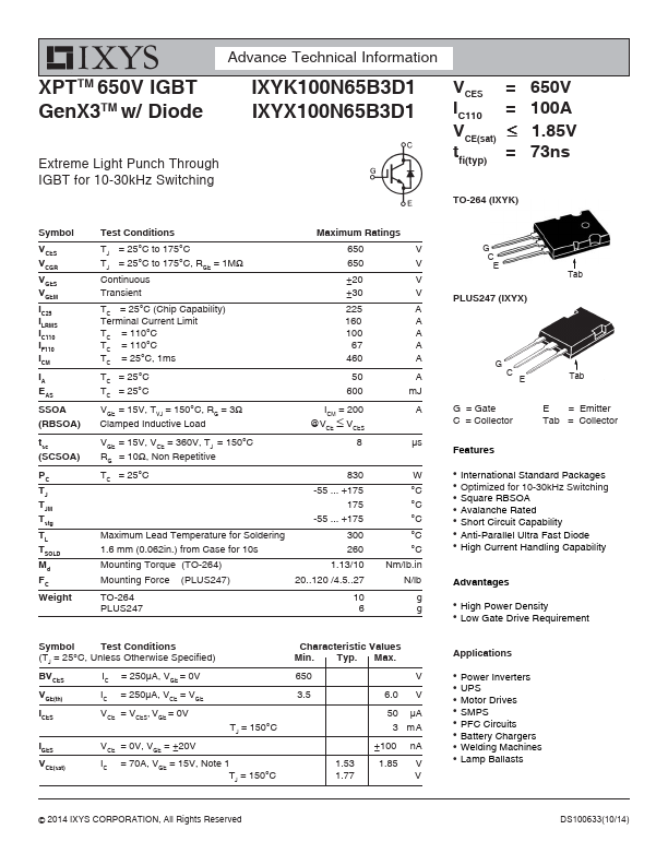 IXYK100N65B3D1