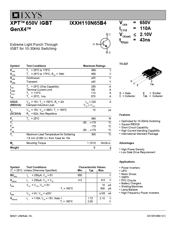 IXXH110N65B4