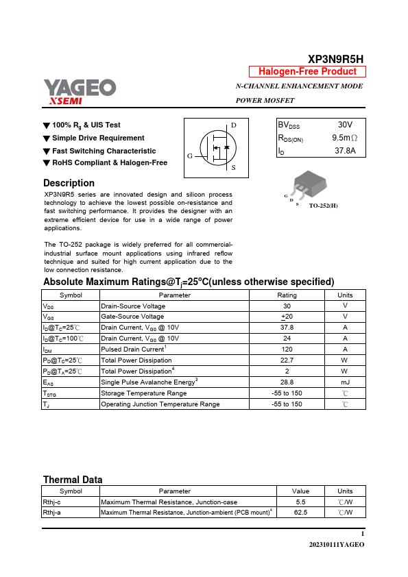 XP3N9R5H Datasheet Preview