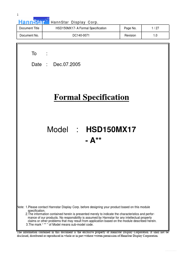 HSD150MX17-Axx