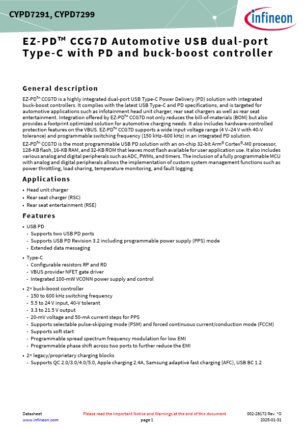 CYPD7291 Datasheet Preview