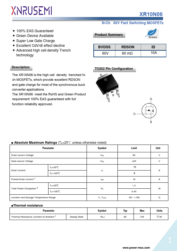 XR10N06 Datasheet Preview